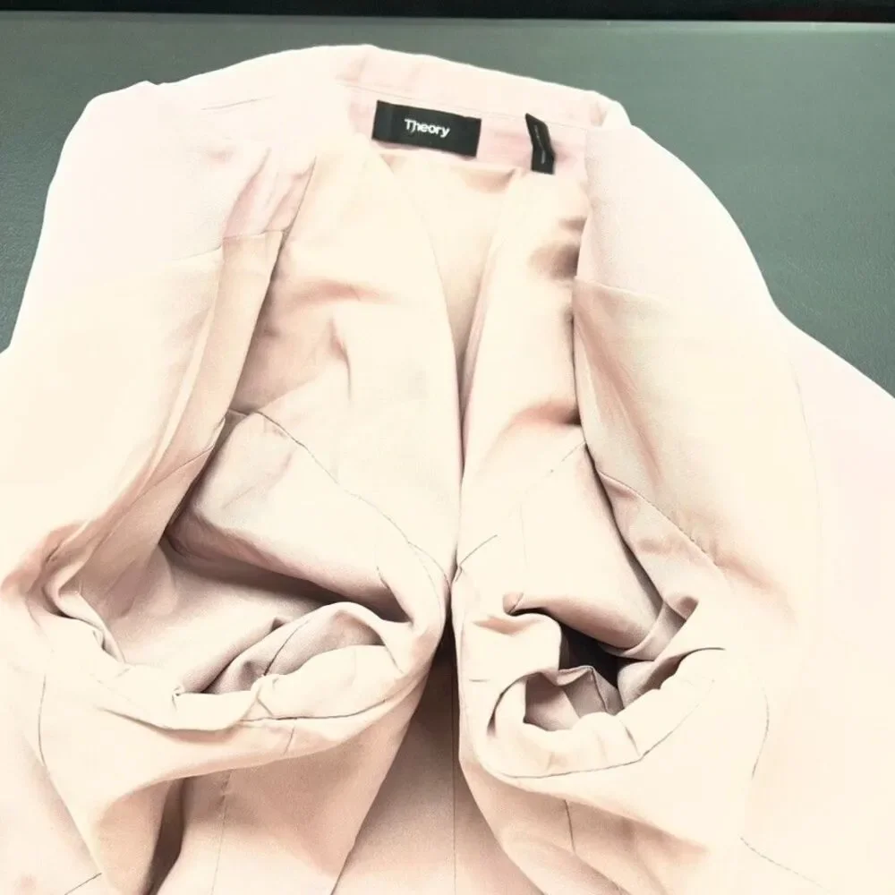 Theory Carissa Stretch Classic Dusty Lilac Two Button Suit Blazer Womens Size 6 - Picture 8 of 16